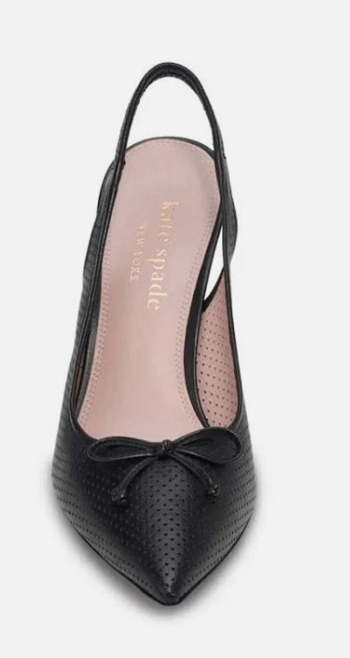 Kate Spade Veronica Slingback Kitten Heel Pumps Black Leather 9.5